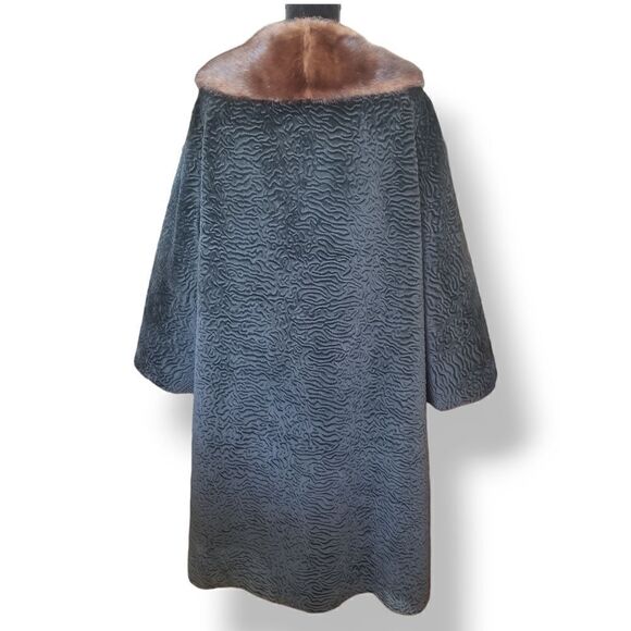 Borre by Fairmoor 50s Faux Persian Lamb Coat With Genuine Mink Fur Colla… - Picture 3 of 14